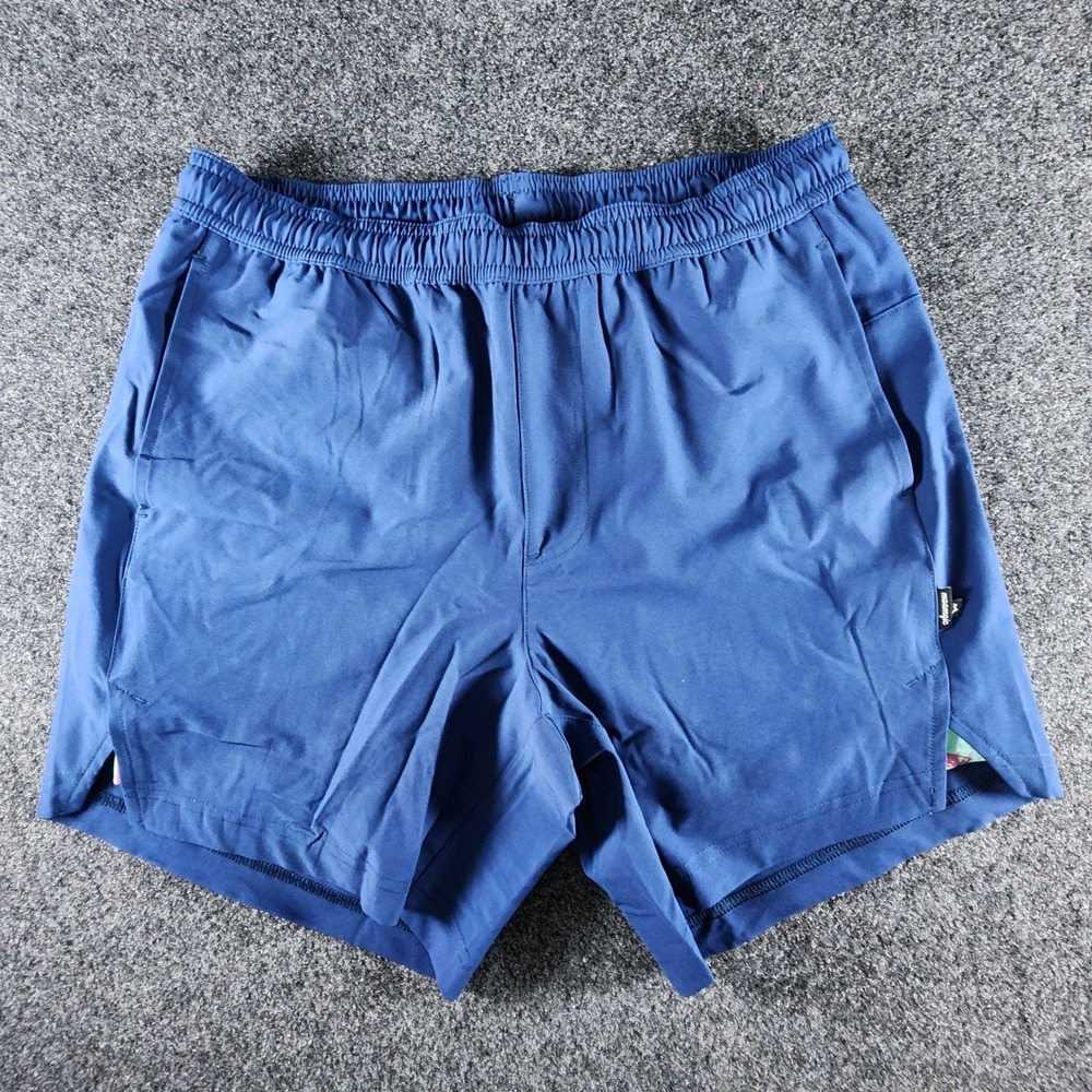 Maamgic Mens Medium Blue Swim Trunks Compression Liner Tropical Palm Tree Shorts